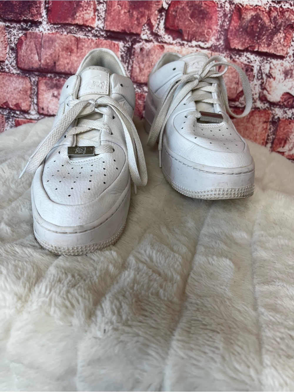 Nike Air Force 1 Sage Low Triple White Platform Sneakers Size 7.5 - Picture 2 of 10